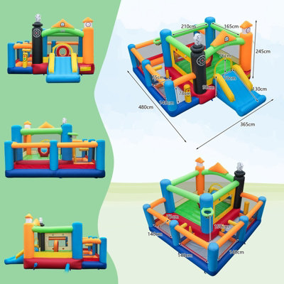 Costway Inflatable Bounce Castle Train Themed Kids Bouncer Jumping House Slide Playhouse - 3