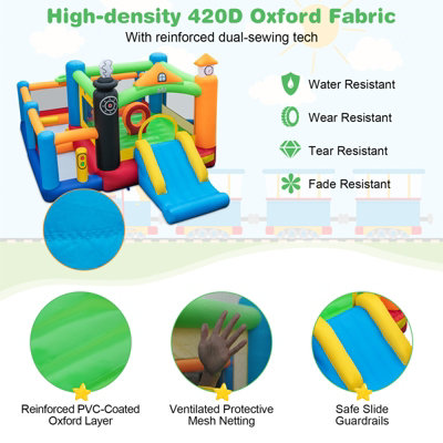 Costway Inflatable Bounce Castle Train Themed Kids Bouncer Jumping House Slide Playhouse - 6