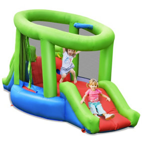 Costway Inflatable Bounce House Castle Bouncer with 2 Slide & Basketball Hoop
