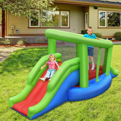 Costway Inflatable Bounce House Castle Bouncer with 2 Slide & Basketball Hoop - 3