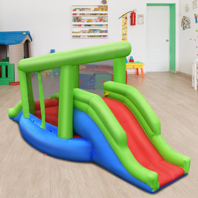 Costway Inflatable Bounce House Castle Bouncer with 2 Slide & Basketball Hoop - 4