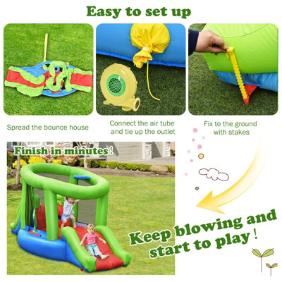 Costway Inflatable Bounce House Castle Bouncer with 2 Slide & Basketball Hoop - 7