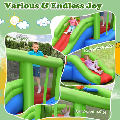 Costway Inflatable Bounce House Castle Bouncer with 2 Slide & Basketball Hoop - 8