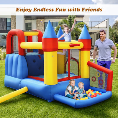 Costway Inflatable Bounce House Kids Bouncy Castle Jumping Climbing Slide w/ Air Blower - 3