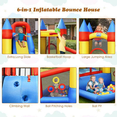 Costway Inflatable Bounce House Kids Bouncy Castle Jumping Climbing Slide w/ Air Blower - 5