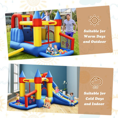 Costway Inflatable Bounce House Kids Bouncy Castle Jumping Climbing Slide w/ Air Blower - 6