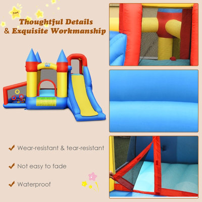 Costway Inflatable Bounce House Kids Bouncy Castle Jumping Climbing Slide w/ Air Blower - 7