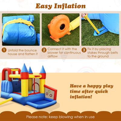 Costway Inflatable Bounce House Kids Bouncy Castle Jumping Climbing Slide w/ Air Blower - 8