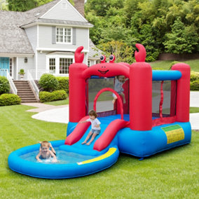Costway Inflatable Bounce House Red Crab-themed Water Slide Park Bouncy Castle