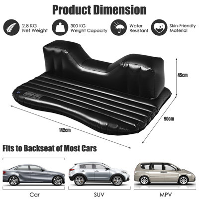 Costway Inflatable Car Air Mattress Leakproof Air Bed w/Electric Pump Blow Up Sleep Bed