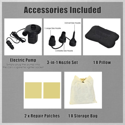 Costway Inflatable Car Air Mattress Leakproof Air Bed w/Electric Pump Blow Up Sleep Bed