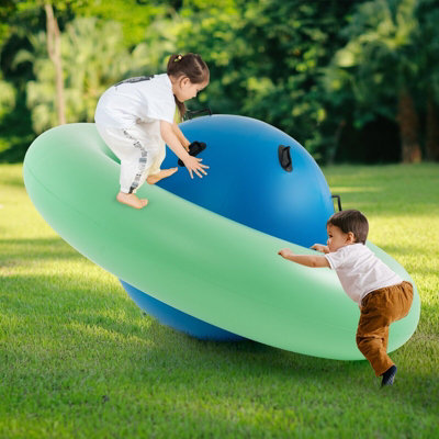 COSTWAY Inflatable Dome Rocker Bouncer 227cm Roll Tilt Climb & Bounce ...