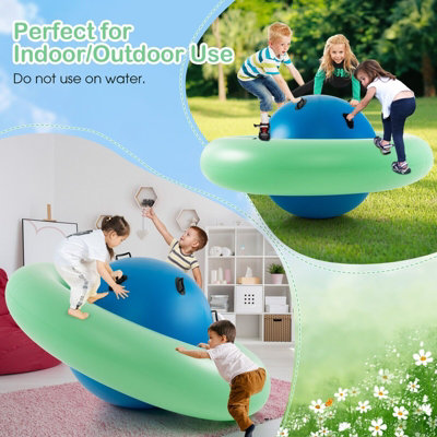 COSTWAY Inflatable Dome Rocker Bouncer 227cm Roll Tilt Climb & Bounce ...