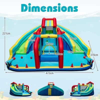 COSTWAY Inflatable Double Water Slide Park Giant Bouncy Castle Kids ...