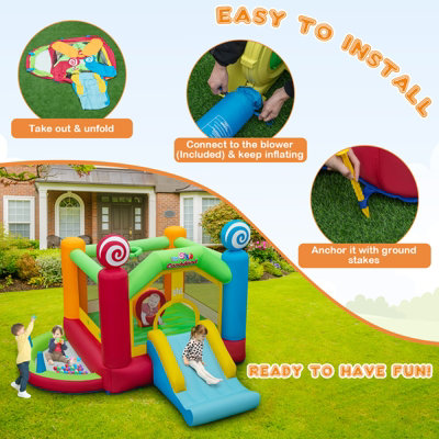Costway Inflatable Kids Bounce House Slide Castle w/680W Air Blower - 6