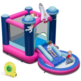 Costway Inflatable Kids Bouncy Castle Water Slide Jumping House with 480W Blower