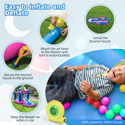 Costway Inflatable Kids Bouncy Castle Water Slide Jumping House with 480W Blower - 4