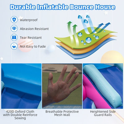 Costway Inflatable Kids Bouncy Castle Water Slide Jumping House with 480W Blower - 5