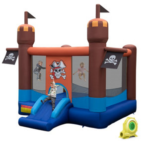 Costway Inflatable Kids Pirate Theme Bounce Castle Portable Jumping House W/ 680W Blower