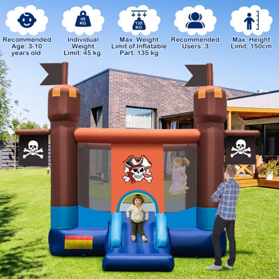 Costway Inflatable Kids Pirate Theme Bounce Castle Portable Jumping House W/ 680W Blower - 6