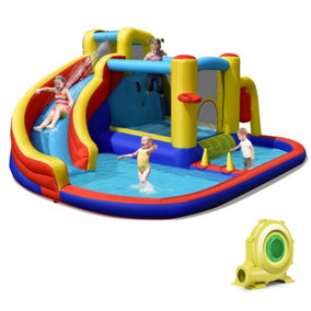 Costway Inflatable Kids Water Slide Wet Dry Bouncy Castle Center w/ 680W Blower