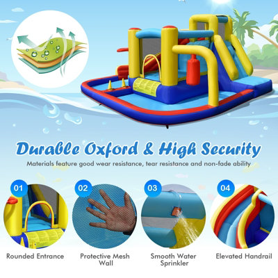 Costway Inflatable Kids Water Slide Wet Dry Bouncy Castle Center w/ 680W Blower - 5