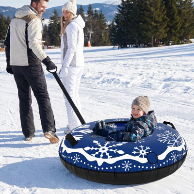 COSTWAY Inflatable Snow Tube 107 cm Snow Sledding Tube with Detachable ...