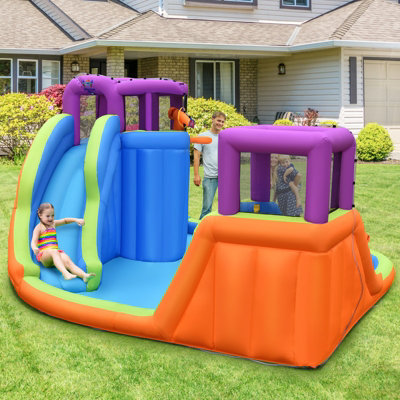 Costway Inflatable Water Park Double Water Slide w/ 4 Sprayers & 2 Water Guns - 3