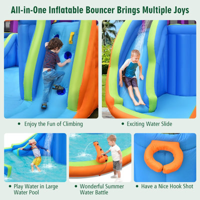 Costway Inflatable Water Park Double Water Slide w/ 4 Sprayers & 2 Water Guns - 6