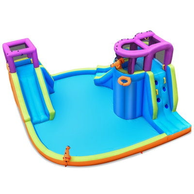 Costway Inflatable Water Park Double Water Slide w/ 4 Sprayers & 2 Water Guns - 9