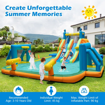 COSTWAY Inflatable Water Park Outdoor Water Slide for Kids Combo Bounce ...
