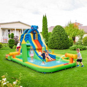 Costway Inflatable Water Slide Giant Water Park for Kids Backyard Fun Blow-up Water Slide with Splash Pool