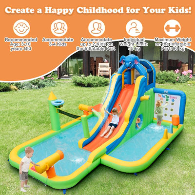 Costway Inflatable Water Slide Giant Water Park for Kids Backyard Fun Blow-up Water Slide with Splash Pool - 4