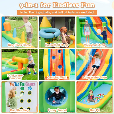 Costway Inflatable Water Slide Giant Water Park for Kids Backyard Fun Blow-up Water Slide with Splash Pool - 7