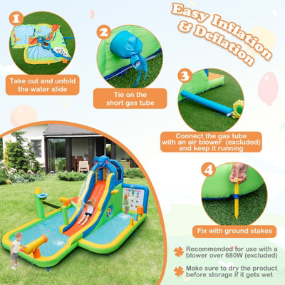 Costway Inflatable Water Slide Giant Water Park for Kids Backyard Fun Blow-up Water Slide with Splash Pool - 8