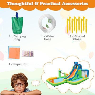 Costway Inflatable Water Slide Giant Water Park for Kids Backyard Fun Blow-up Water Slide with Splash Pool - 9