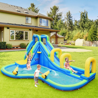 Outdoor Water Slide For Kids Backyard - 3-Zone Spray Sprinkler With Ground Tarp For Summer Fun