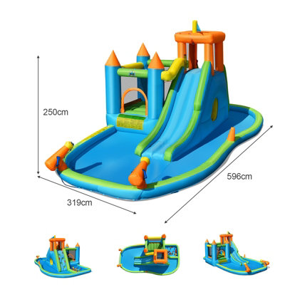Costway Inflatable Water Slide Kids Jumping Bounce House Splash Water Pool w/ Blower - 3