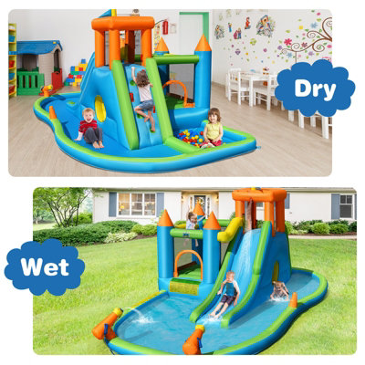 Costway Inflatable Water Slide Kids Jumping Bounce House Splash Water Pool w/ Blower