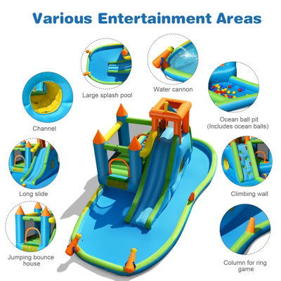 Costway Inflatable Water Slide Kids Jumping Bounce House Splash Water Pool w/ Blower - 5