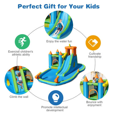 Costway Inflatable Water Slide Kids Jumping Bounce House Splash Water Pool w/ Blower - 6