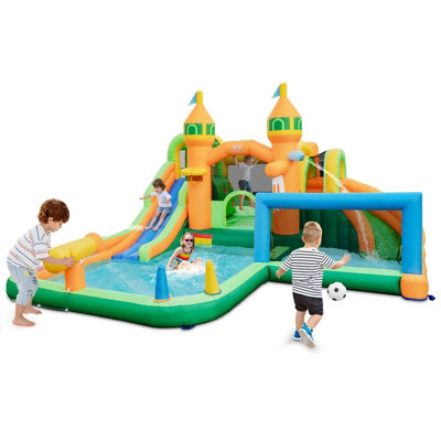 Costway Inflatable Water Slide Kids Water Park Bounce Castle Jumping W/ Climbing Wall