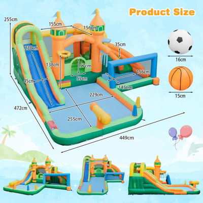 Costway Inflatable Water Slide Kids Water Park Bounce Castle Jumping W/ Climbing Wall