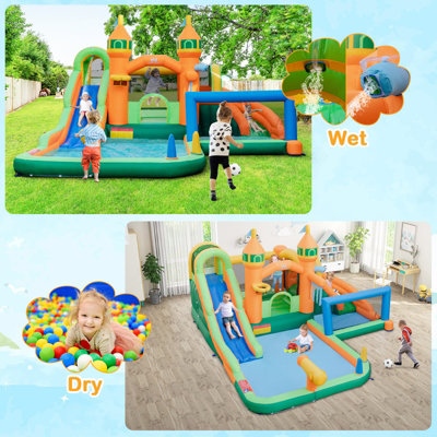 Costway Inflatable Water Slide Kids Water Park Bounce Castle Jumping W/ Climbing Wall - 4