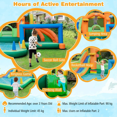 Costway Inflatable Water Slide Kids Water Park Bounce Castle Jumping W/ Climbing Wall - 6