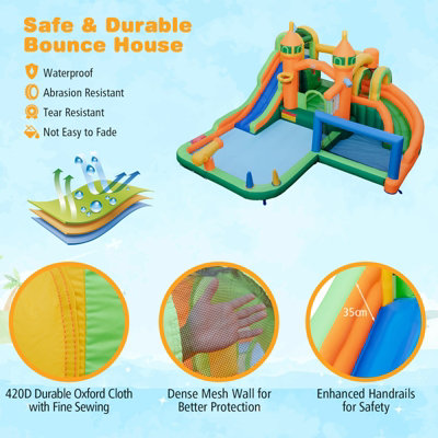 Costway Inflatable Water Slide Kids Water Park Bounce Castle Jumping W/ Climbing Wall - 7
