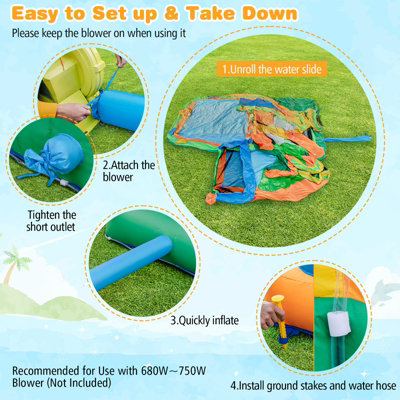 Costway Inflatable Water Slide Kids Water Park Bounce Castle Jumping W/ Climbing Wall - 8