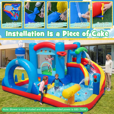 COSTWAY Inflatable Water Slide Kids Water Park with Splash Pool Outdoor ...