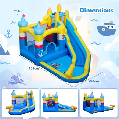 COSTWAY Inflatable Water Slide Kids Water Park with Splash Pool Outdoor ...