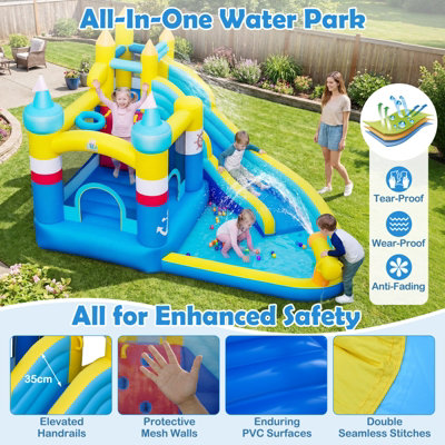 COSTWAY Inflatable Water Slide Kids Water Park with Splash Pool Outdoor ...